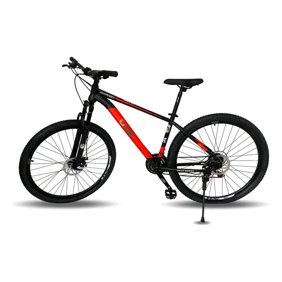 Bicicleta Todo Terreno Mtb Rin 29 Unik Montaña Suspension 24 Vel Ruta Campo Ciudad Resistente Cambios Frenos Disco Cicla Deporte Ciclismo Mountain Bike Acero Uso Diario Rojo Xl