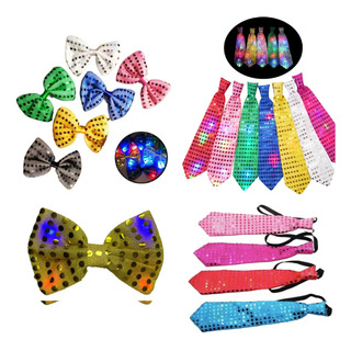 Paquete Batucada Fiesta Navidad Corbata Moño Con Luz 12pzas Paquete Batucada Fiesta Navidad Corbata Moño Con Luz 12pzas