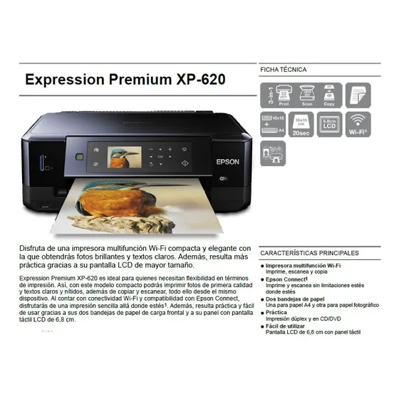 Epson Premium Xp-620 Imp Fotográfica Escáner Y Copiadora