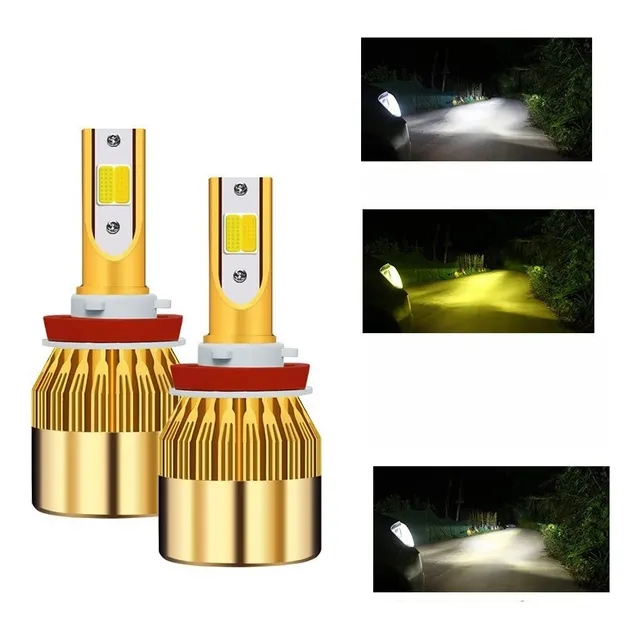 New Farol Tricolor H4 9005 H8 H7 Lâmpada Led