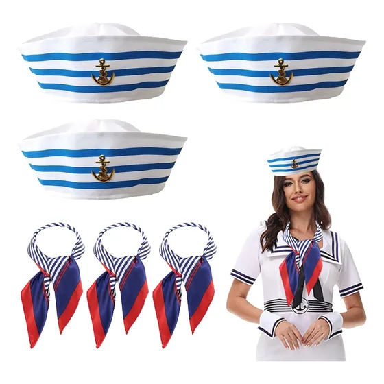 Set De 3 Gorros Y Bufandas De Marinero Mujeres Y Hombre...