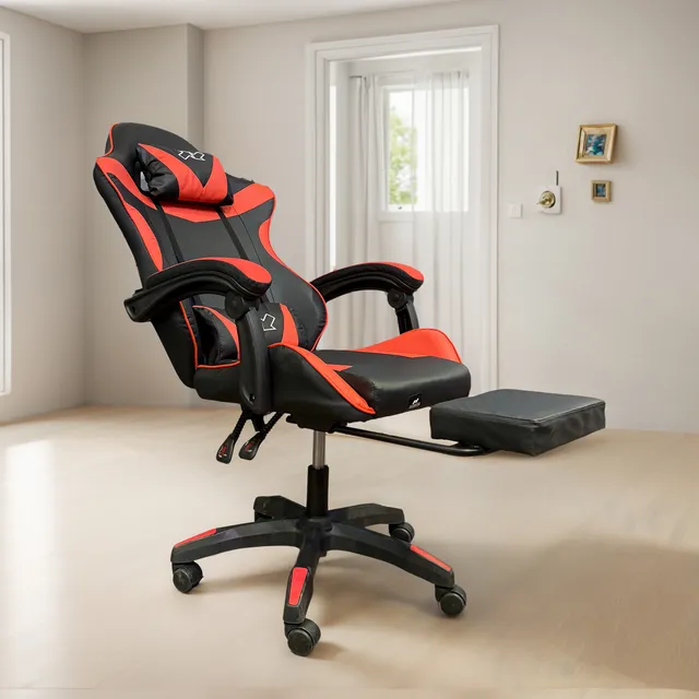 Silla Gamer Stream Con Apoya Pies Eco Cuero Baires4