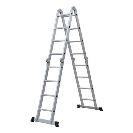 Escalera De Aluminio Articulada 16 Escalones Alpina Color Plateado Escalera De Aluminio Articulada 16 Escalones Alpina Color Plateado