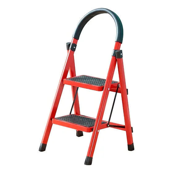 Escalera Plegable 2 Escalones Acero Muy Segura Calidad Atrix Color Rojo