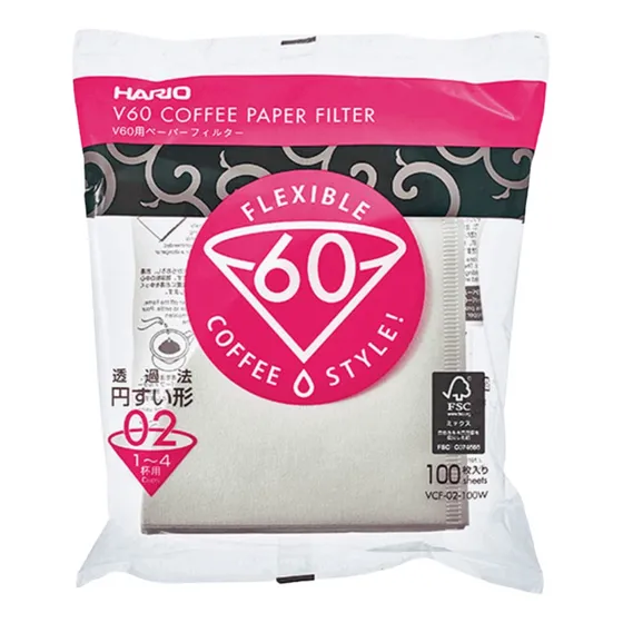 Filtro De Papel Branco Hario V60 02 Barista Café 100 Uni