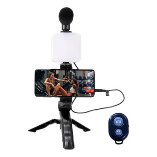 Trípode Soporte Para Teléfono Con Luz De Relleno De Mic Trípode Soporte Para Teléfono Con Luz De Relleno De Mic