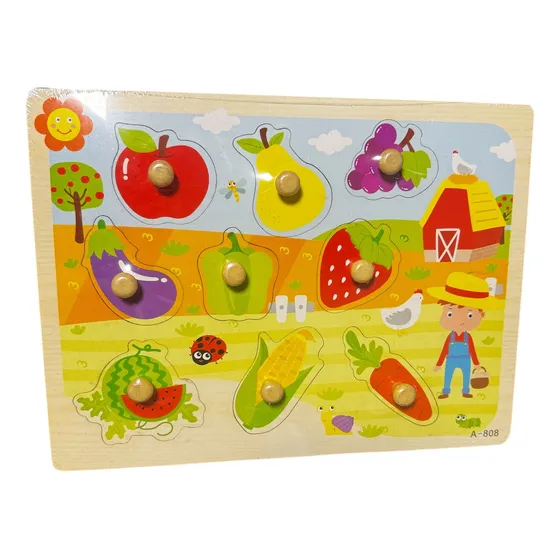 Tablero Encastre De Frutas Genérica Para Niños Beige