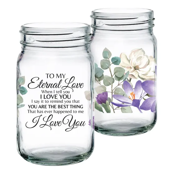 I Love You - Tarro Cristal Dorado 16 Onza Vidrio Unico Para