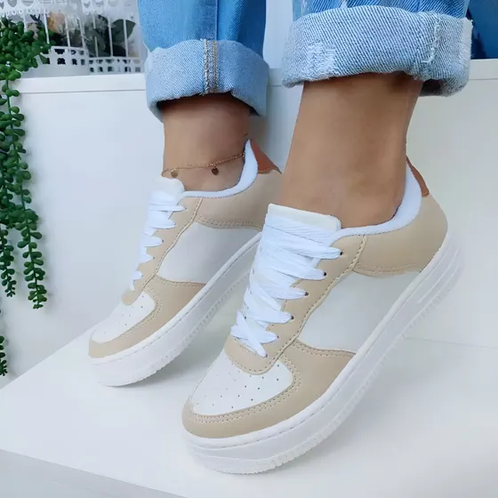 Tênis Feminino Casual Tons Neutros Retrô Clássico Original