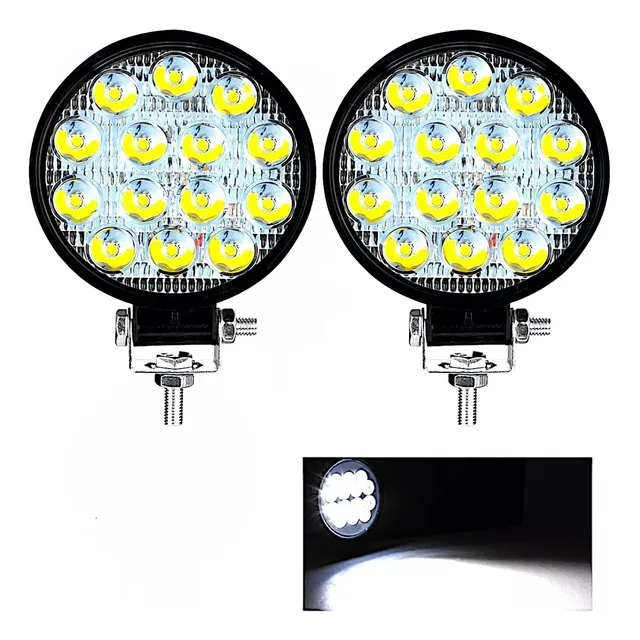 Kit 2 Farol Milha Mini Redondo 42w 12v 24v Universal Jeep