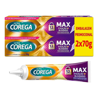 Kit 3 Ultra Corega Creme Max Fixação +bloqueio Sem Sabor 70g Kit 3 Ultra Corega Creme Max Fixação +bloqueio Sem Sabor 70g