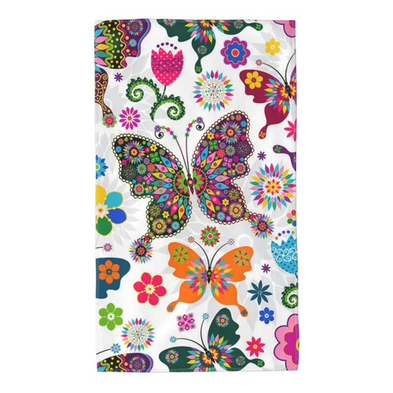 Qicenit Toalla Mano Mariposa Flor Colorida Muy Suave Para X