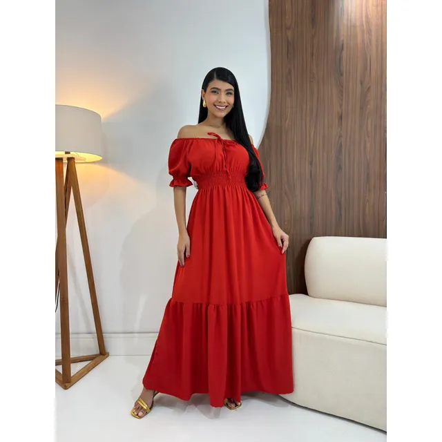 Vestido Longo Feminino Evangélico Chique Soltinho Ciganinha