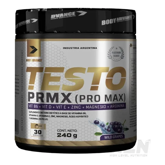 Testo Pro Max 240 Gr Body Advance Magnesio Vitamina B6 Zinc Sabor Wild Grapes