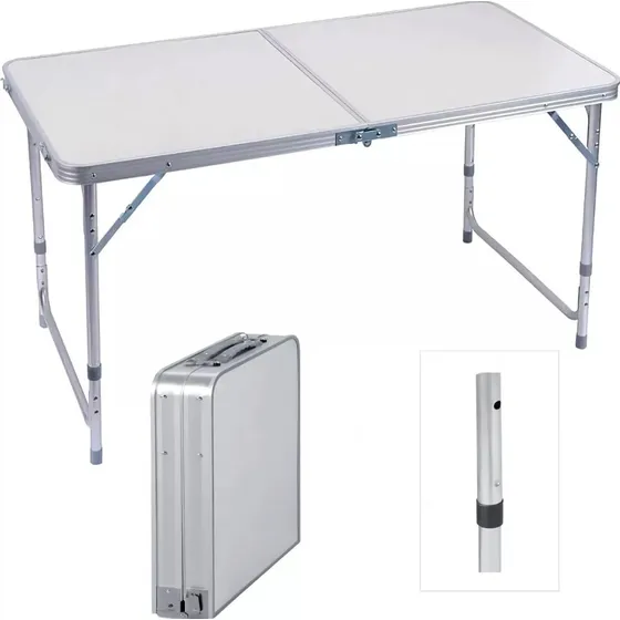 120cm Mesa Plegable Tipo Portafolio Portátil Jardín Aluminio
