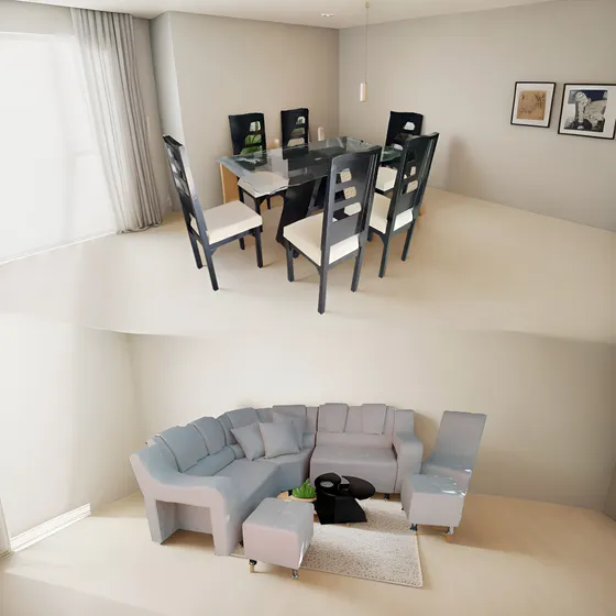 Juego De Sala 7 Piezas + Comedor 6 Puestos