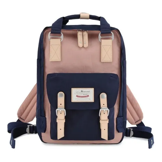 Himawari - Mochila Escolar O De Viaje Porta Laptop H188l-54 Color Rosado Y Azul