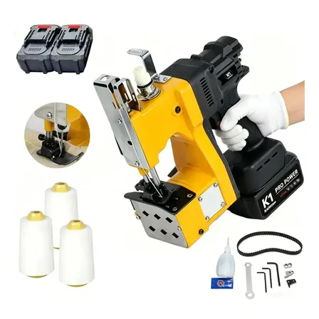 Maquina Costura Reta Para Saco Sacaria Portátil C/2 Bateria Amarelo 36v