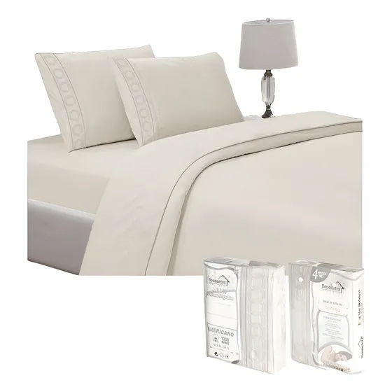 Sábanas King Americana Lisas 1200 Hilos Algodón Medida 2x2mt