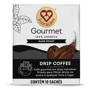 Café Drip Coffee Dark Roast Gourmet 10 Unidades De 11g 3 CoraçÔes Café Drip Coffee Dark Roast Gourmet 10 Unidades De 11g 3 CoraçÔes