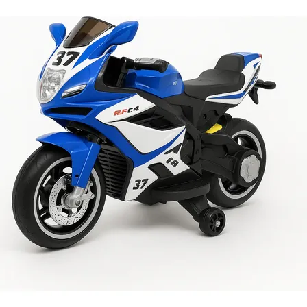 Moto Azul Esportiva Luz Led Música Bateria 12v Bivolt Grande 127/220v