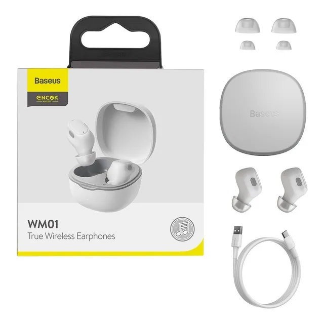 Auriculares inalámbricos Tws Baseus Encok Wm01 de color blanco