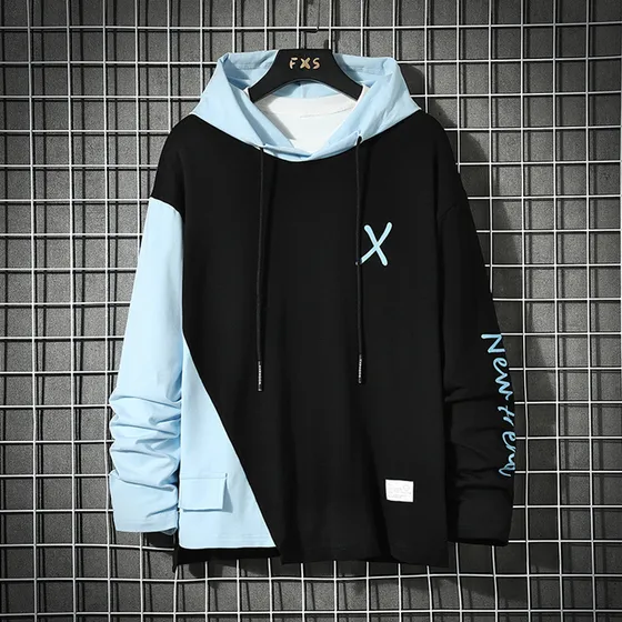 Sudadera Holgada De Manga Larga Con Capucha Y Patchwork Para