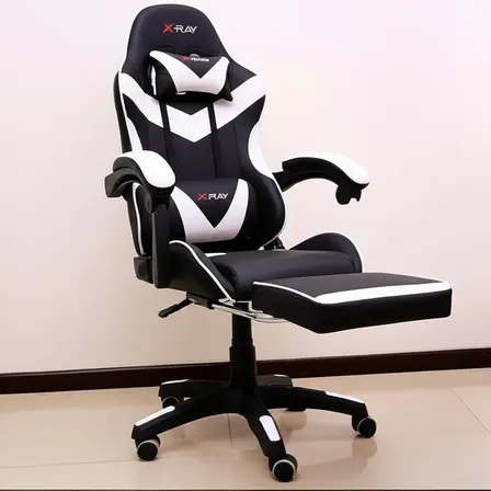 Cadeira Gamer Ergonômica Profissional Reclinável X-ray Cor Branco Material Do Estofamento Couro Sintético