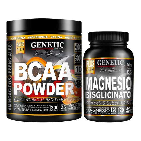 Magnesio Bisglicinato Amino Bcaa Powder Genetic Recuperación