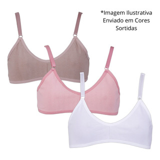 Kit Com 3 SutiĂŁs Para Meninas Sem Bojo Em Tecido De AlgodĂŁo Kit Com 3 SutiĂŁs Para Meninas Sem Bojo Em Tecido De AlgodĂŁo