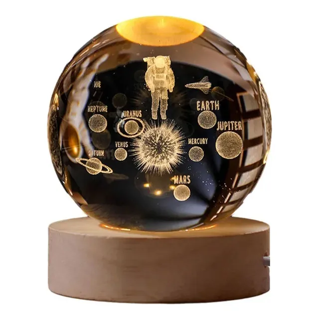 Luces Nocturnas De Bola De Cristal 3d Grabado Laser Luz Led