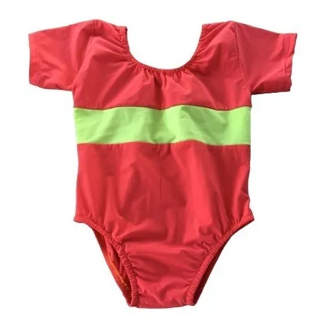 Body Malla Niña Gimnasia Ballet Talla 5/6 Manga Corta Fucsia