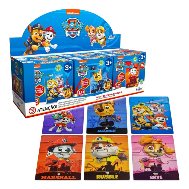 Kit 6 Mini Quebra Cabeça Patrulha Canina Paw Patrol Madeira