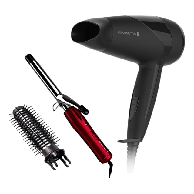 Kit Secador De Pelo 2000w + Cepillo Rizador Remington