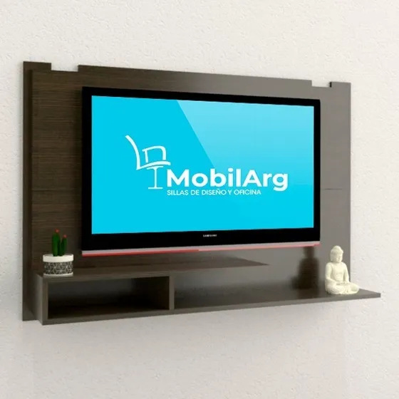 Rack Tv Lcd Led Panel Colgante Con Soporte Fijo Y Estantes Tv De 42 A 52 Pulgadas Facil Armado + Tornillos Para Amurar Color Wengue