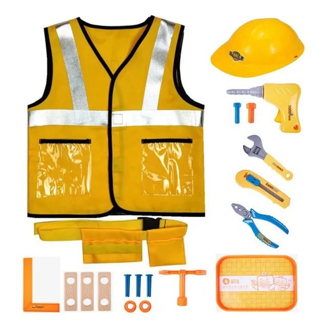 (c) Disfraz De Trabajador Para Niños, Chaleco De Ingeniero,