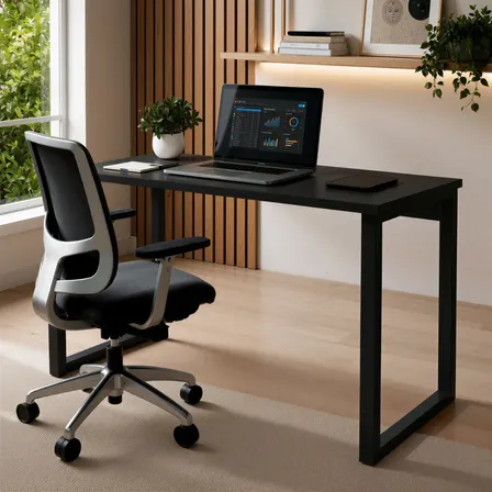 Mesa Escrivaninha Office Industrial 100x50cm Mdf Premium Aço Preto