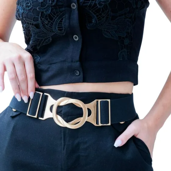 Cinto Feminino Elástico Estica Vestido Tendência Blogueira