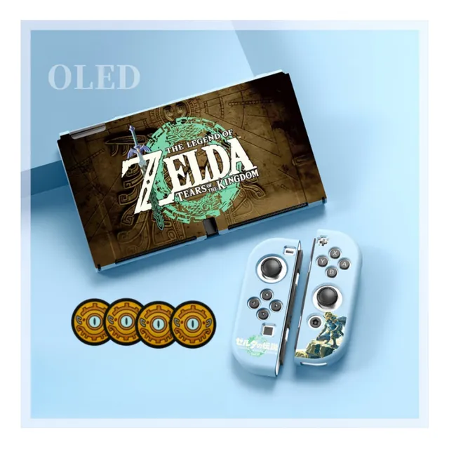 Funda Protector Nintendo Switch Oled Zelda Con Gomas ,3pieza