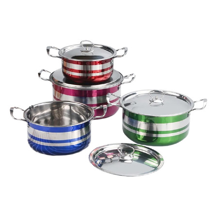 Bateria De Cocina Acero Inoxidable Con 4 Colores 8 Piezas Color Multicolor Bateria De Cocina Acero Inoxidable Con 4 Colores 8 Piezas Color Multicolor