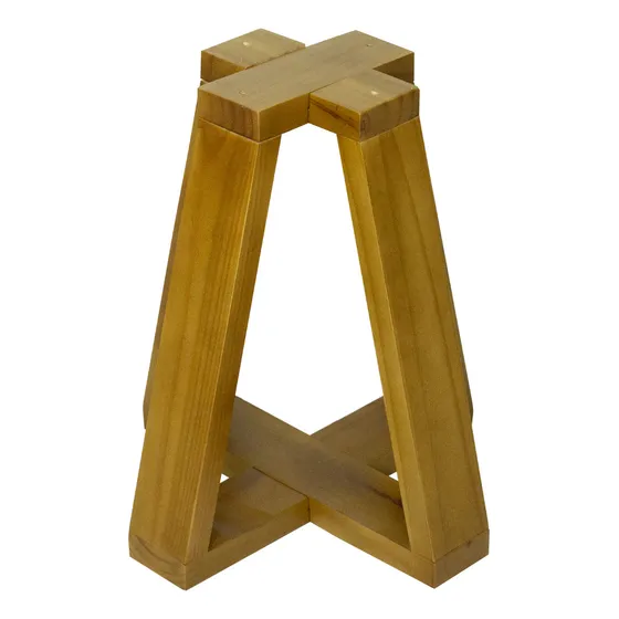 Base Pé Mesa Centro Lary 45cm Tampo Vidro Resistente M1p Cor Madeira Pinus Natural