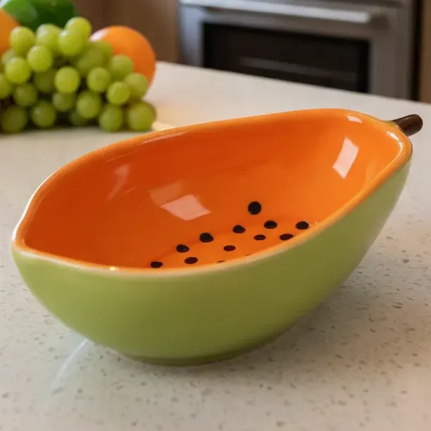 Bowl Mamão Coleção Tutti Frutti Tigela Cumbuca De Porcelana Laranja