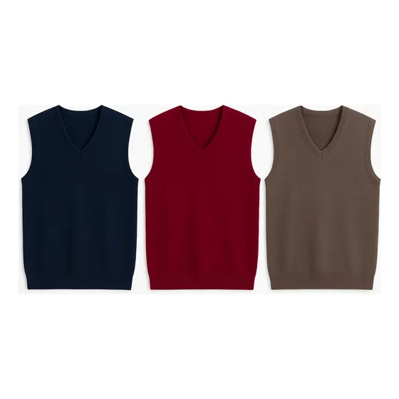Kit Com 3 Coletes Tricot Masculino Social Inverno Lã Tricot