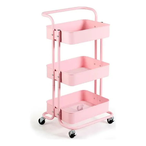 Carrito Auxiliar Metálico Rosa Peluqueria Spa Estetica -