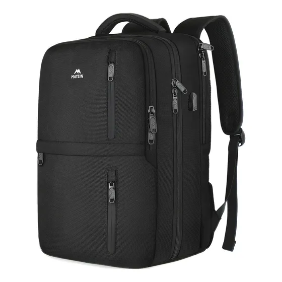 Mochila De Viagem Masculina, 40l De Espaço Amplo Com Compartimento Para Sapatos, Mochila Para Notebook De 17 Polegadas, Item Pessoal De 10 Kg Aprovado Para Aviões, Matein 1197 Cor Preto