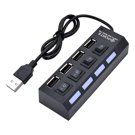 Hub Usb 4 Puertos 2.0 Interruptor Puertos Independiente Led