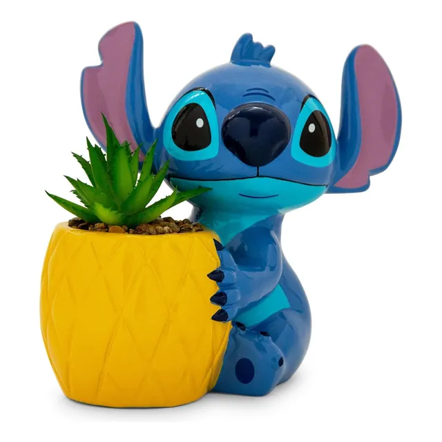 Maceta Cerámica Lilo & Stitch Con Suculenta Artificial 6
