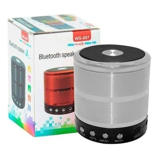 Mini Caixa De Som Bluetooth Portátil Speaker Ws-887 -prata