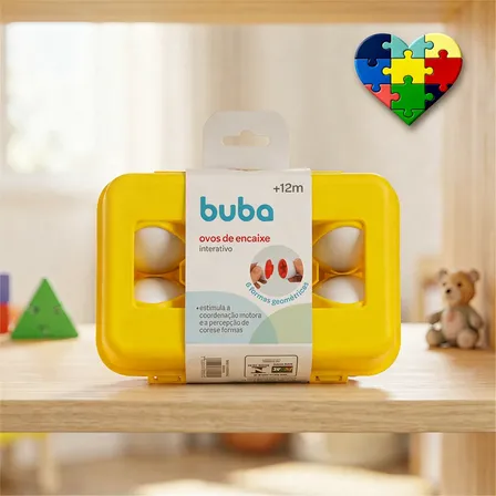 Brinquedo Educativo Inclusivo Buba Ovos De Encaixar E Montar Amarelo