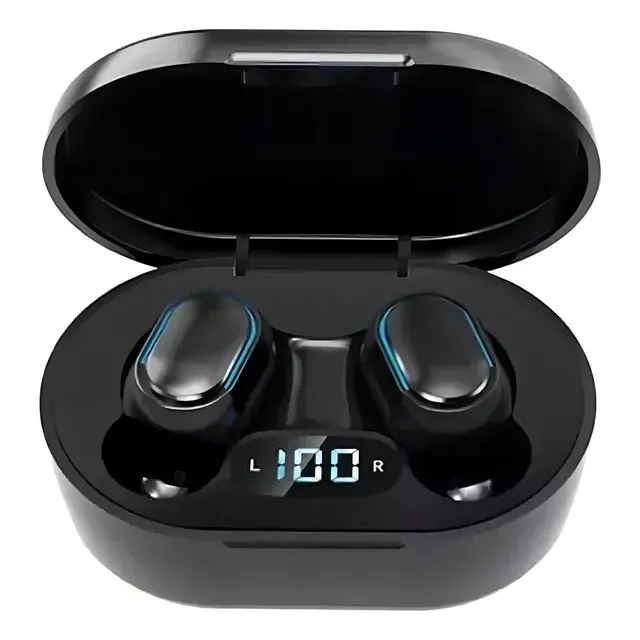Auriculares Bluethoot Inalámbricos E7s Color Negro Luz Azul